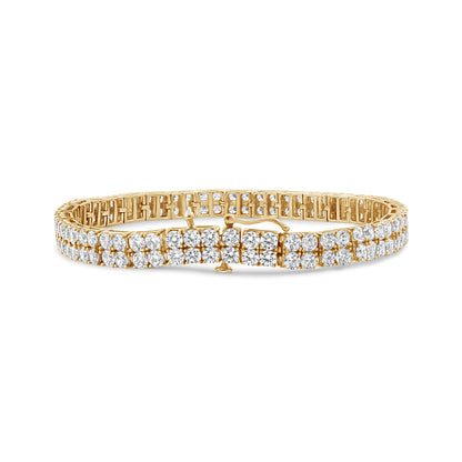 14K Yellow Gold 10.0 Cttw Diamond 2 Row Tennis Bracelet