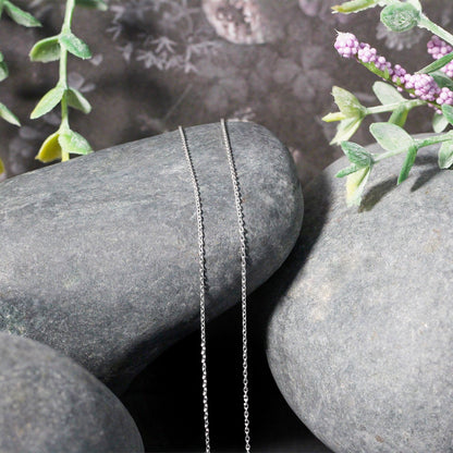 18K White Gold Round Cable Link Chain