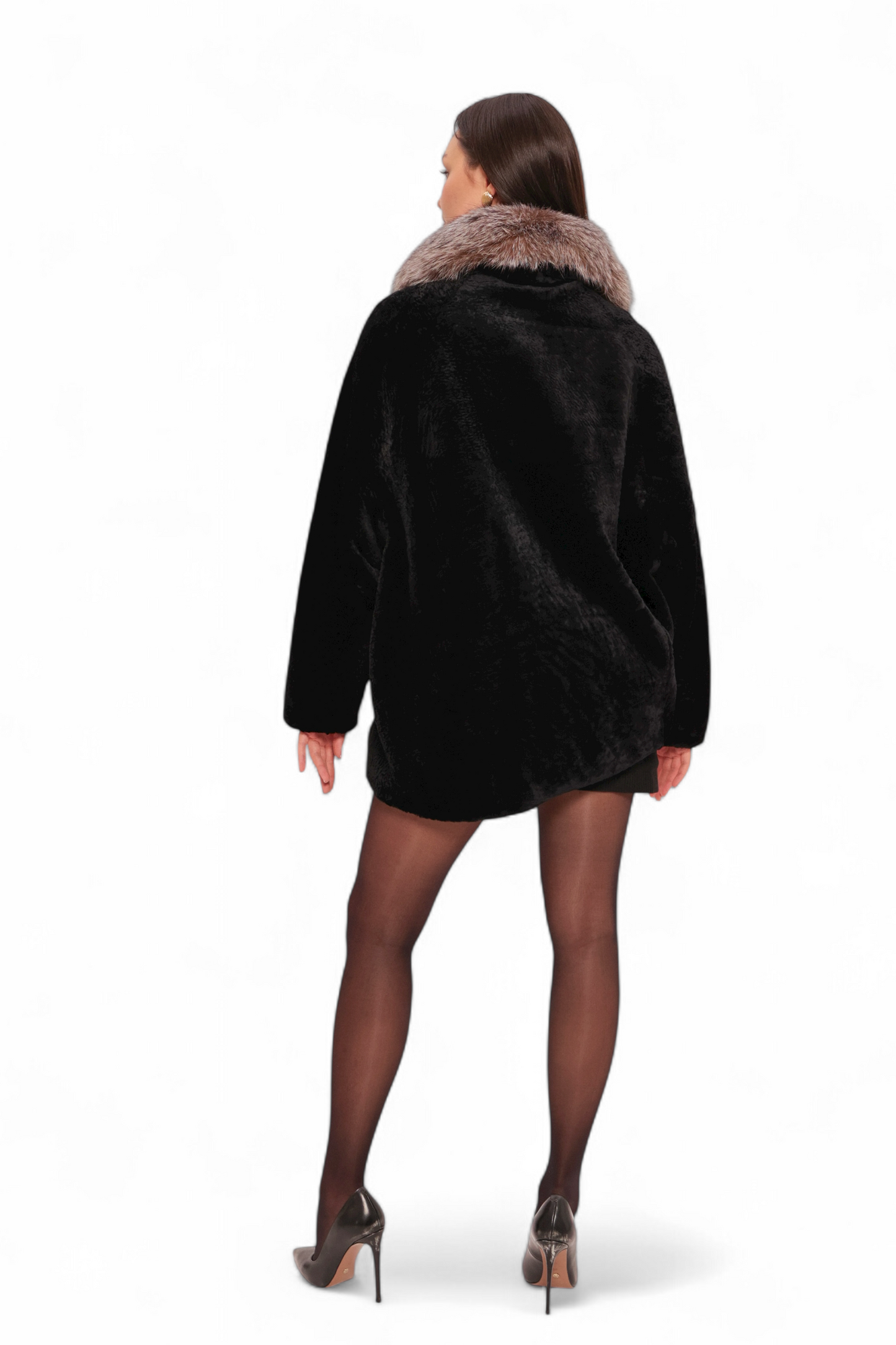 Palermo Astrakhan Silver Fox Trim Coat
