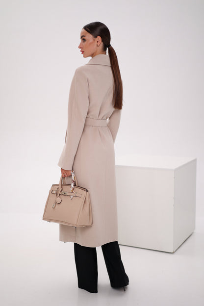 Cambridge Comfort Wraparound Wool Cashmere Coat Nude