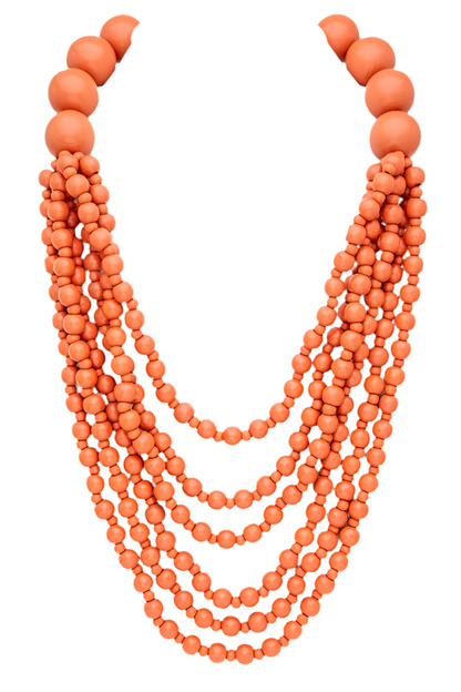 Multi Strand Wooden Beads Necklace - Undeniably LUXE