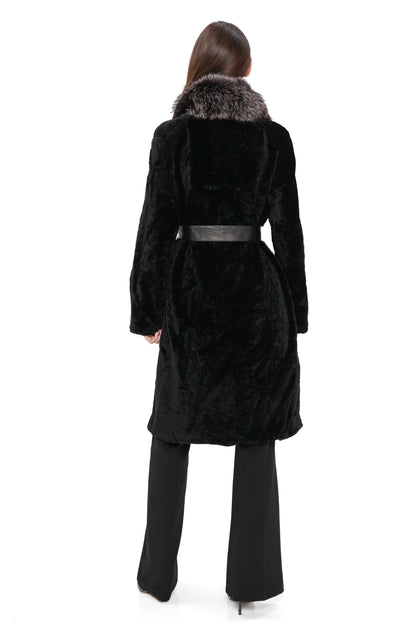Genuine Astrakhan Silver Fox Trim Coat