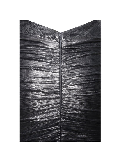 Abril Ruched Silver Glitter Backless Gown