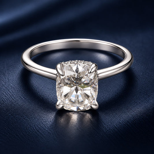 White Gold-Plated Sterling Silver 3ct Moissanite Ring