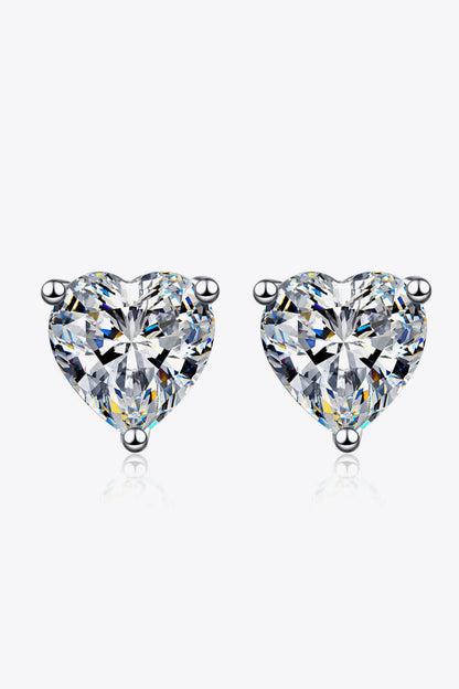 2 Carat Moissanite Heart-Shaped Stud Earrings - Undeniably LUXE