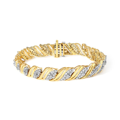 10K Yellow Gold Diamond S-Link Twist Link Bracelet