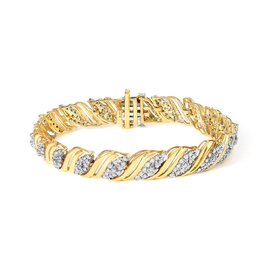 10K Yellow Gold Diamond S-Link Twist Link Bracelet