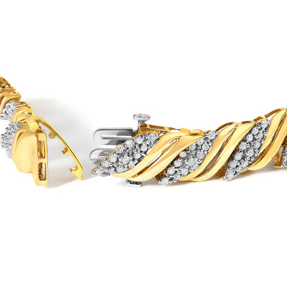 10K Yellow Gold Diamond S-Link Twist Link Bracelet