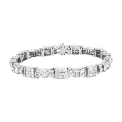 14K Yellow Gold Diamond Alternating Bow and Box Link Bracelet