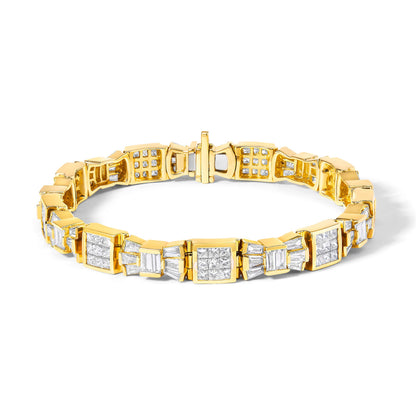 14K Yellow Gold Diamond Alternating Bow and Box Link Bracelet