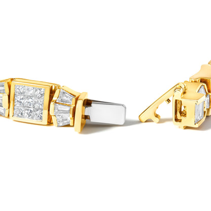 14K Yellow Gold Diamond Alternating Bow and Box Link Bracelet
