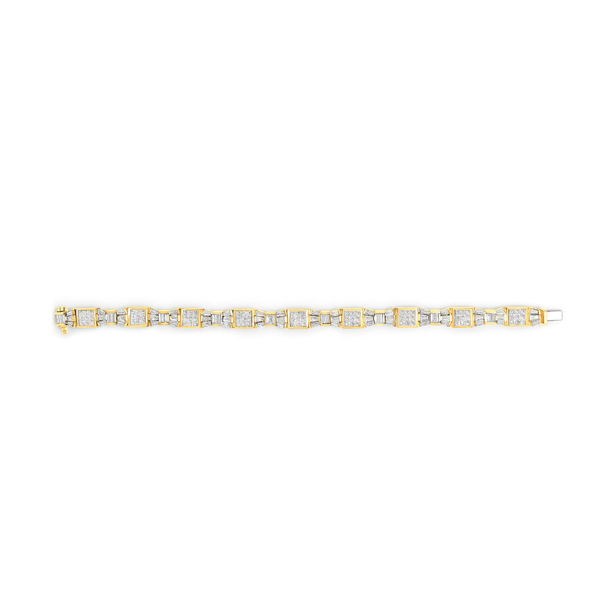 14K Yellow Gold Diamond Alternating Bow and Box Link Bracelet