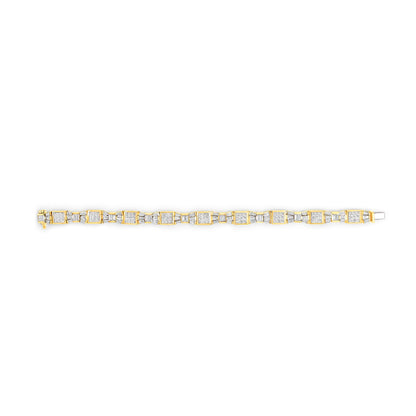 14K Yellow Gold Diamond Alternating Bow and Box Link Bracelet