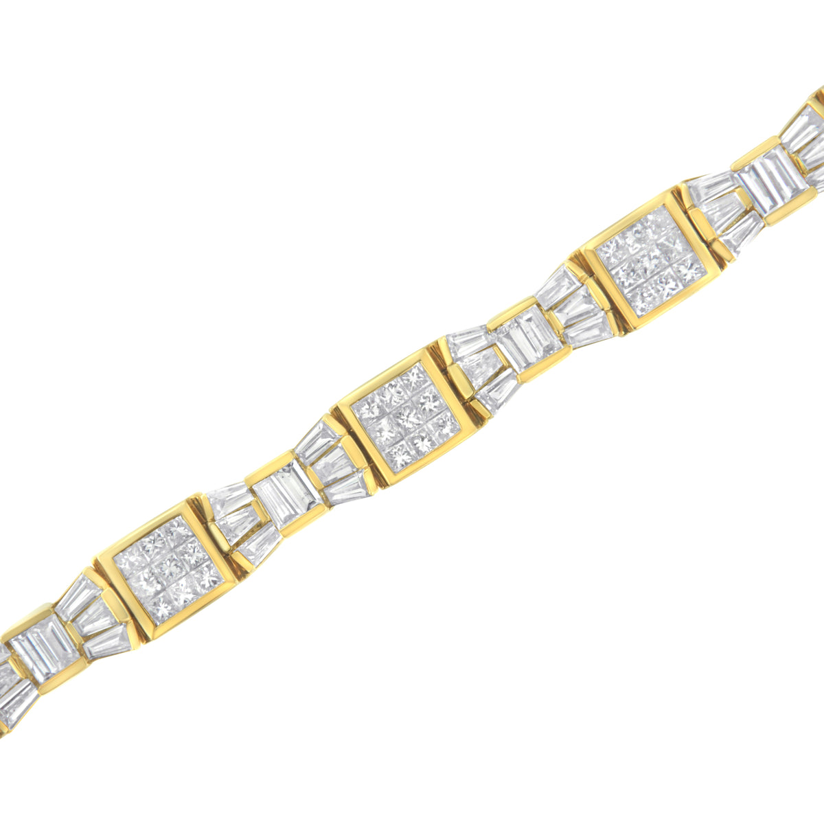 14K Yellow Gold Diamond Alternating Bow and Box Link Bracelet