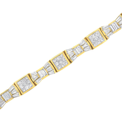 14K Yellow Gold Diamond Alternating Bow and Box Link Bracelet