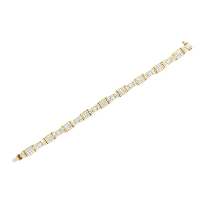 14K Yellow Gold Diamond Alternating Bow and Box Link Bracelet