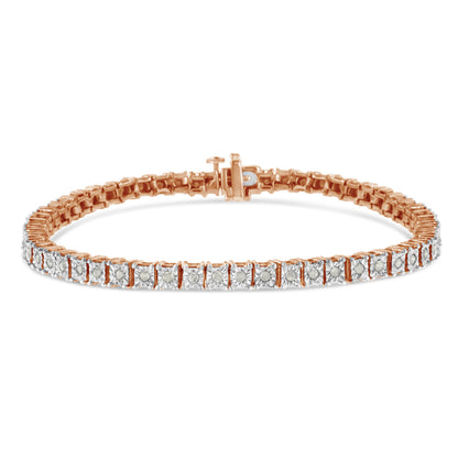 Sterling Silver Diamond Square Frame Miracle-Set Tennis Bracelet
