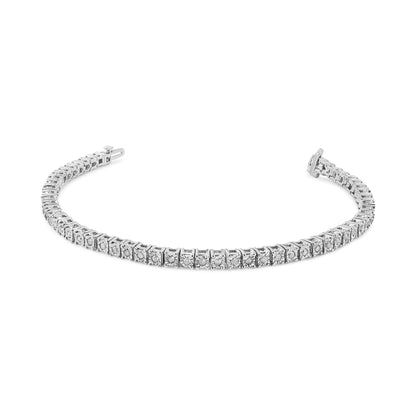 Sterling Silver Diamond Square Frame Miracle-Set Tennis Bracelet