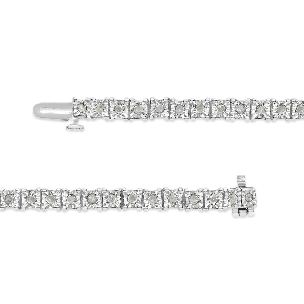 Sterling Silver Diamond Square Frame Miracle-Set Tennis Bracelet