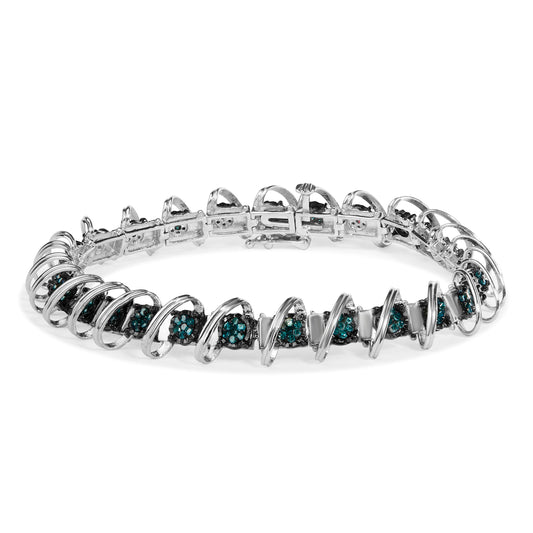 Sterling Silver 3/4 Cttw Blue Diamond Looped Link Bracelet