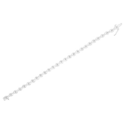 Sterling Silver 1/2 Cttw Rose Cut Diamond Almond Link Tennis Bracelet
