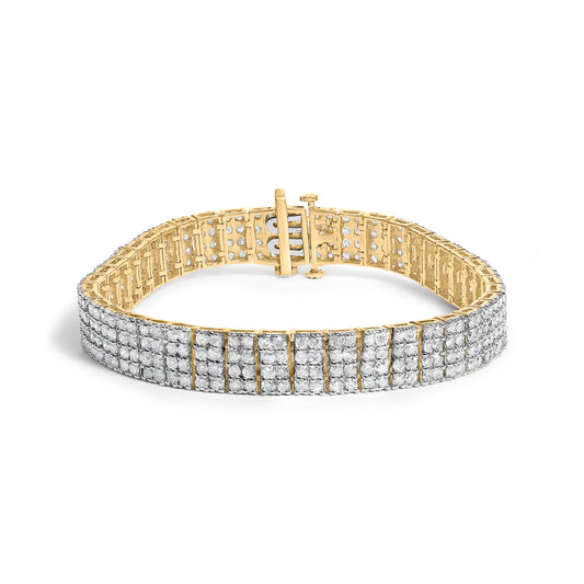 IGI Certified 10 ct Diamond Four-Row Tennis Bracelet in 14K Gold-Plated Silver
