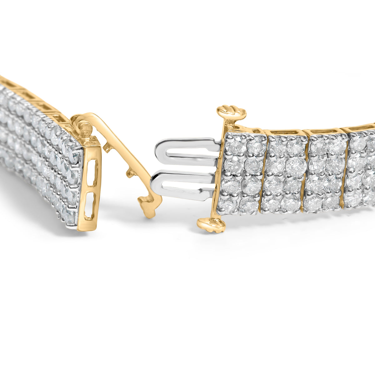Yellow Gold Plated Sterling Silver 10.0 Cttw Diamond Four-Row Tennis Bracelet