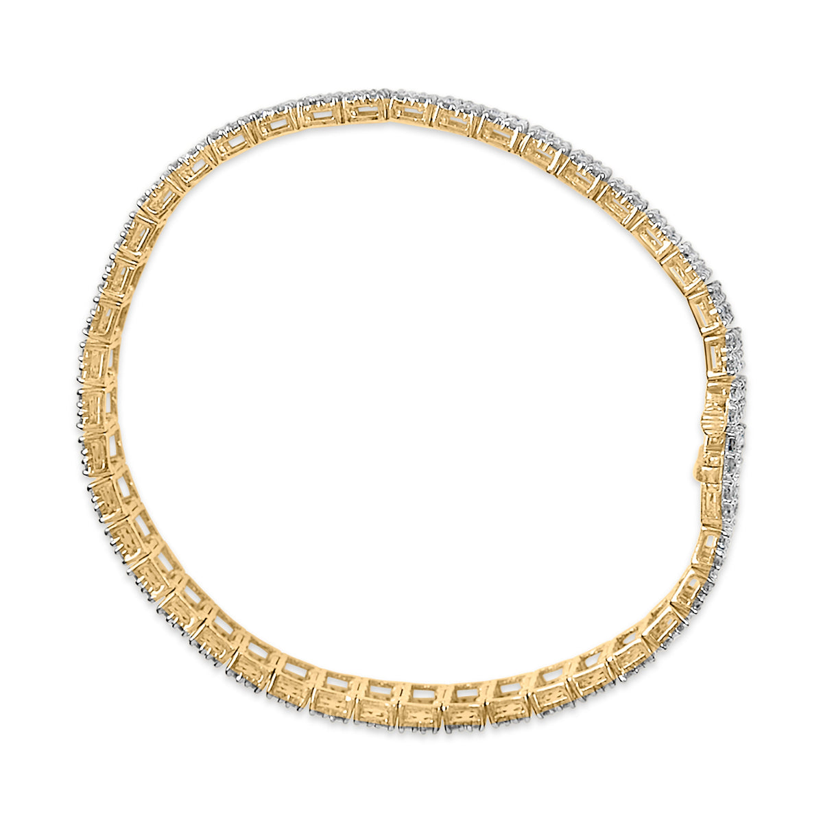 Yellow Gold Plated Sterling Silver 10.0 Cttw Diamond Four-Row Tennis Bracelet