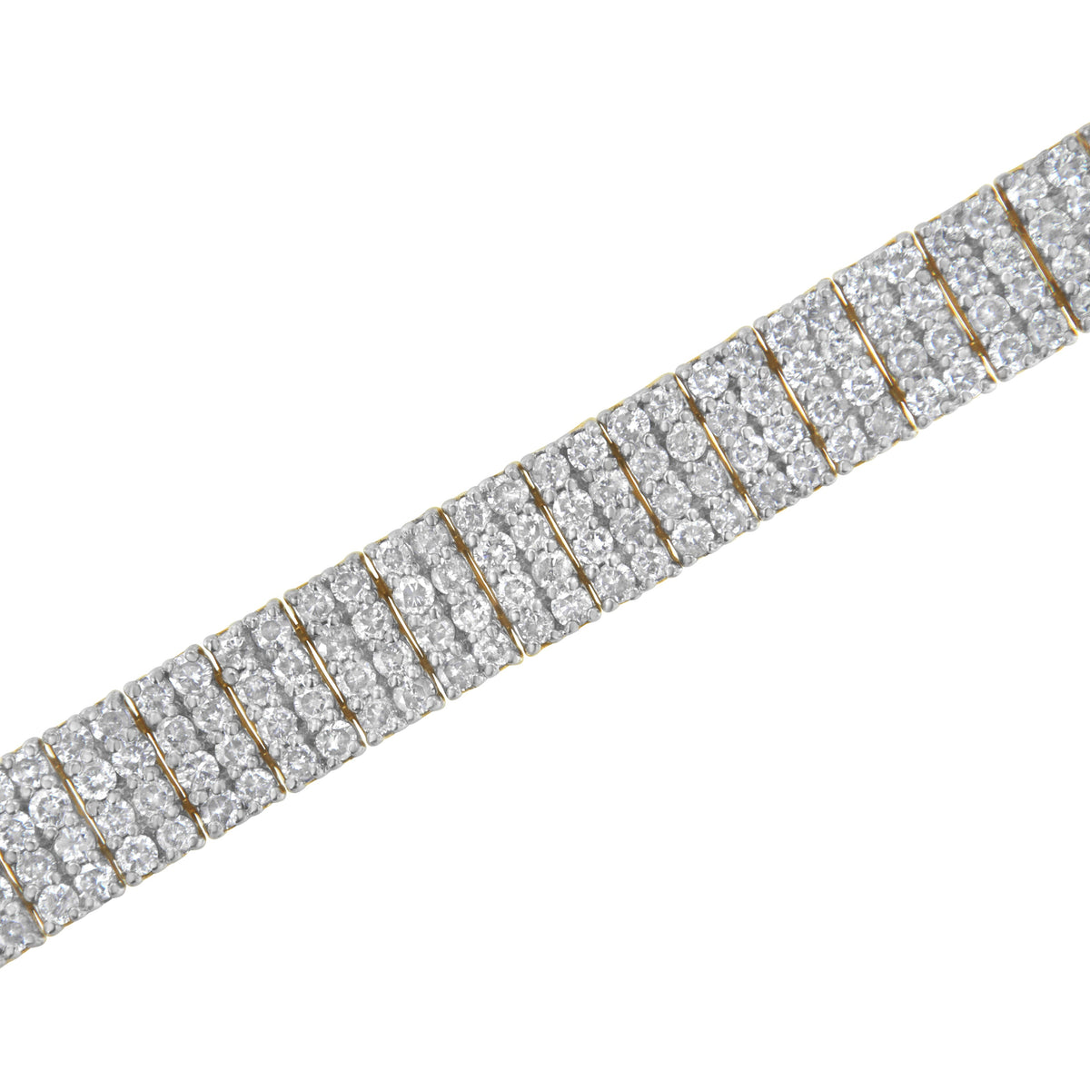 Yellow Gold Plated Sterling Silver 10.0 Cttw Diamond Four-Row Tennis Bracelet