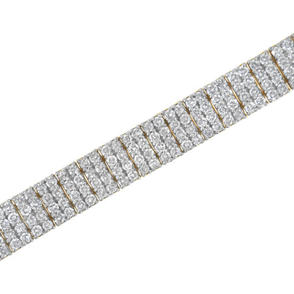 Yellow Gold Plated Sterling Silver 10.0 Cttw Diamond Four-Row Tennis Bracelet