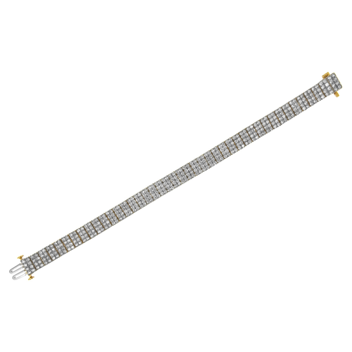 Yellow Gold Plated Sterling Silver 10.0 Cttw Diamond Four-Row Tennis Bracelet