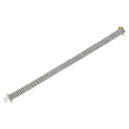 Yellow Gold Plated Sterling Silver 10.0 Cttw Diamond Four-Row Tennis Bracelet