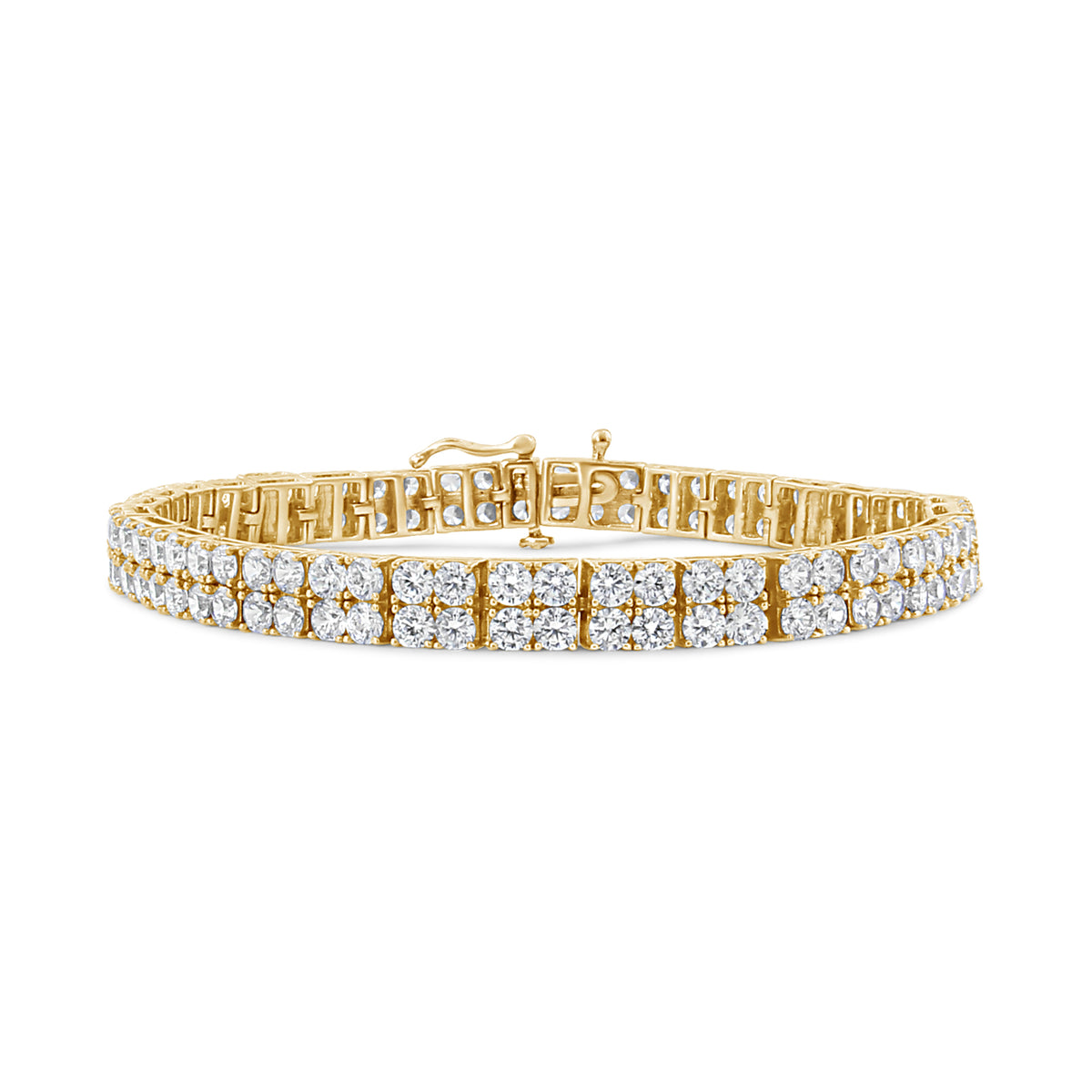 14K Yellow Gold 10.0 Cttw Diamond 2 Row Tennis Bracelet