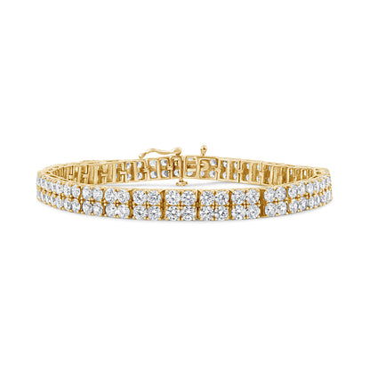 14K Yellow Gold 10.0 Cttw Diamond 2 Row Tennis Bracelet
