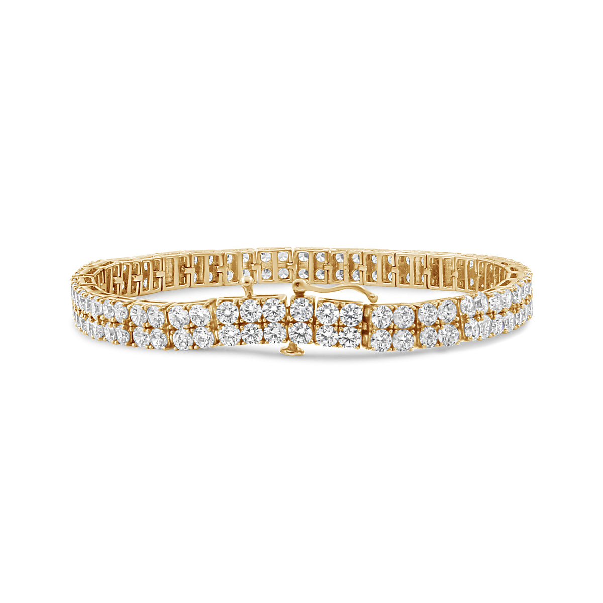 14K Yellow Gold 10.0 Cttw Diamond 2 Row Tennis Bracelet