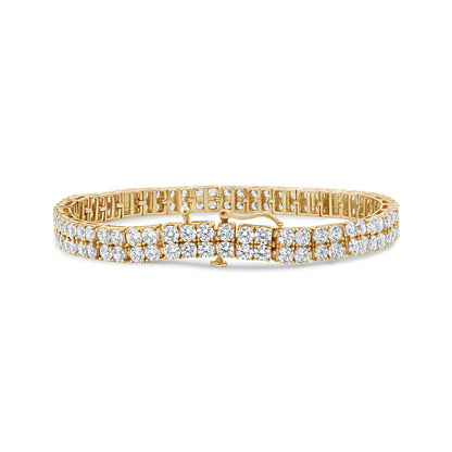 14K Yellow Gold 10.0 Cttw Diamond 2 Row Tennis Bracelet