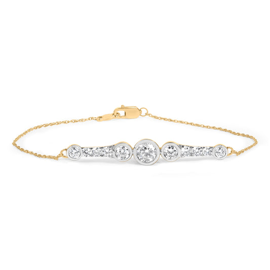 10K Yellow Gold-Plated Sterling Silver Lab-Grown Diamond Bezel Bracelet