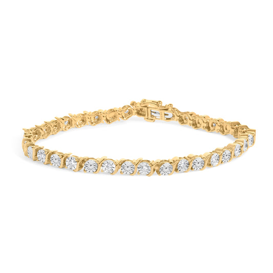 10K Yellow Gold Plated Sterling Silver Lab-Grown Diamond Tennis Bracelet