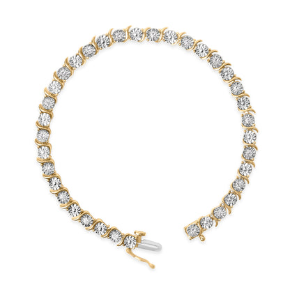 10K Yellow Gold Plated .925 Sterling Silver 1/2 Cttw Lab Grown Diamond Miracle Plate Tennis Bracelet