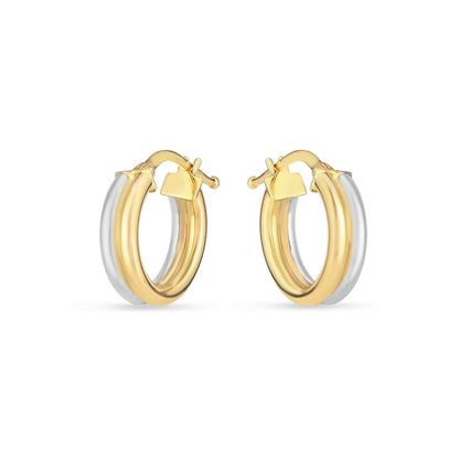 14K Two-Tone Gold Double Round Hoop Earrings