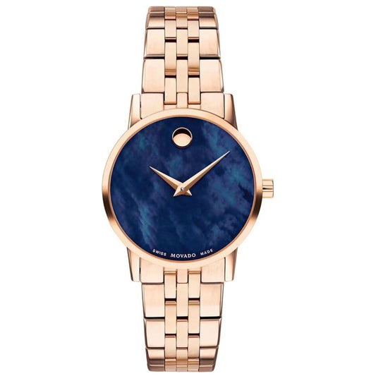 Rose Gold-Tone Stainless Steel Blue Dial Watch