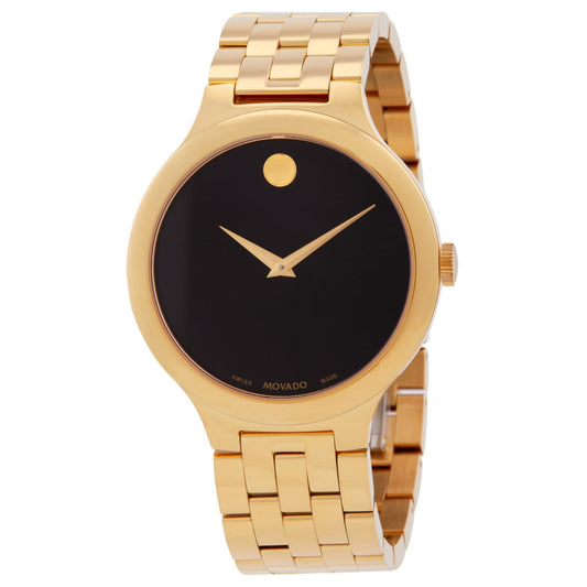 Gold-Tone Stainless Steel Black Dial Watch