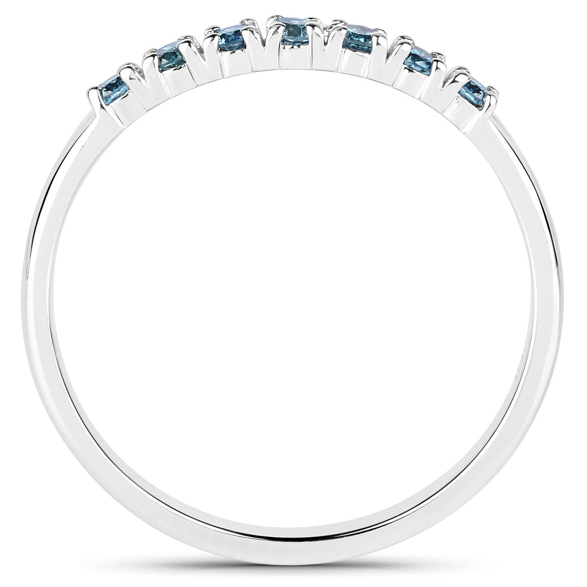 14K White Gold Blue Diamond Band Ring