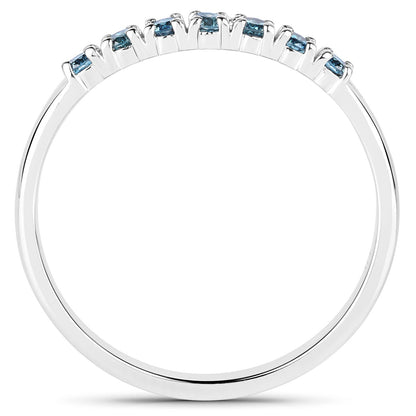 14K White Gold Blue Diamond Band Ring