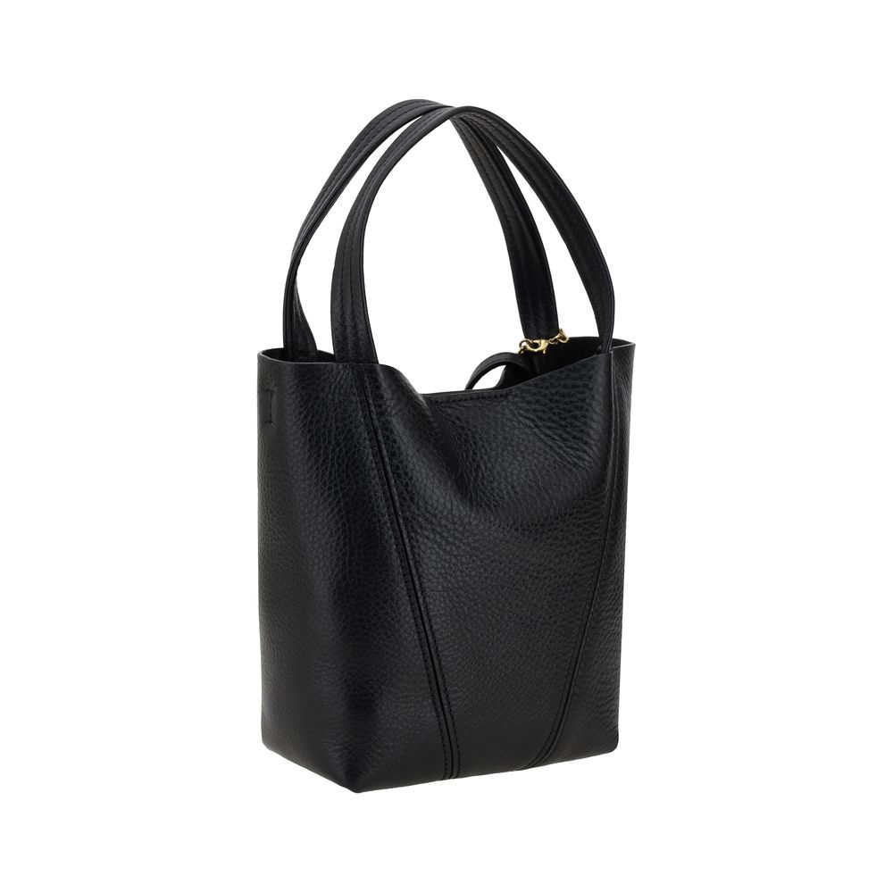 Chloé Spin Black Grained Calfskin Leather Shoulder Bag