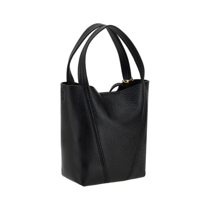 Chloé Spin Black Grained Calfskin Leather Shoulder Bag