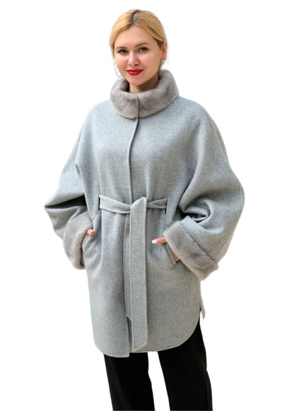Scandinavian Mink Fur Virgin Wool Coat
