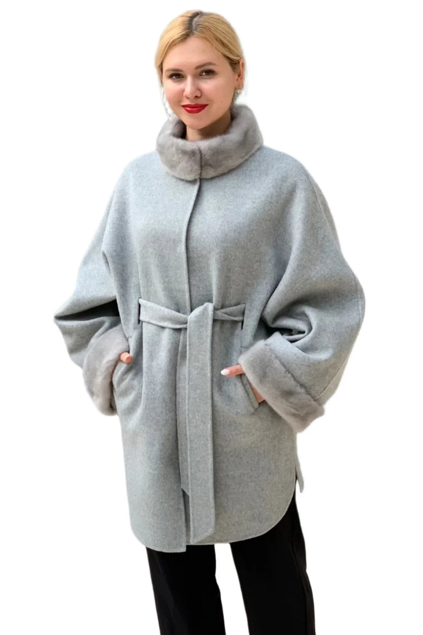 Scandinavian Mink Fur Virgin Wool Coat