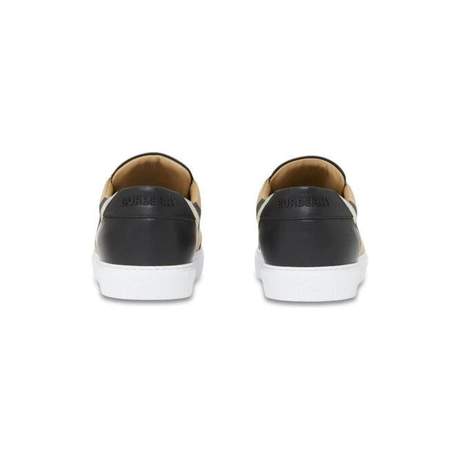 Burberry Salmond Vintage Check Low-Top Sneakers in Black Leather