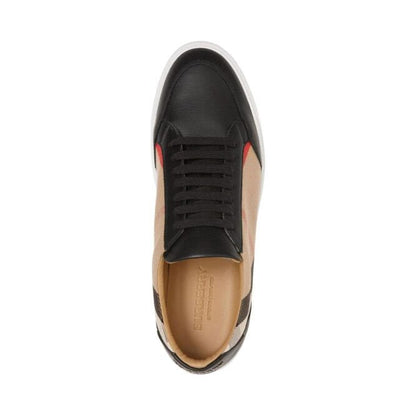 Burberry Salmond Vintage Check Low-Top Sneakers in Black Leather